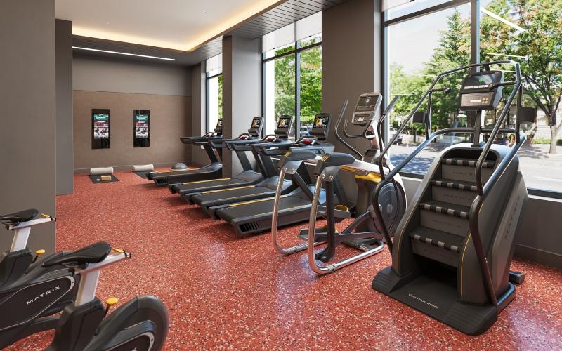 a gym with exercise equipment