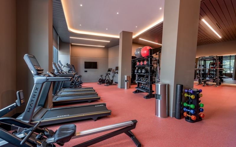 a gym with exercise equipment