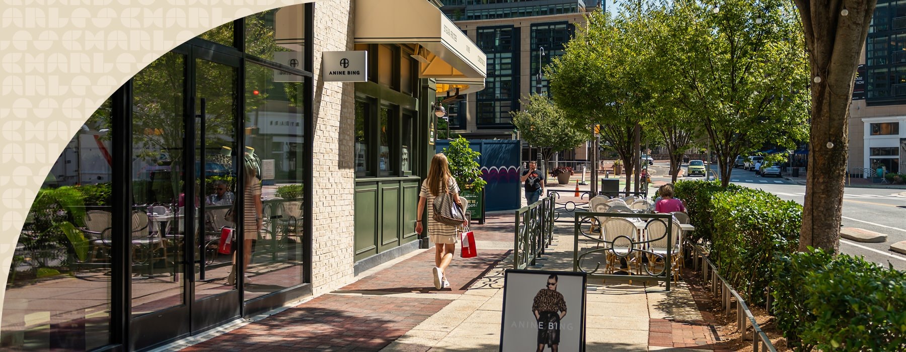 a person walking outside of a building
